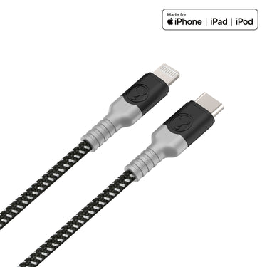 bonelk long-life usb-c to lightning cable (1.2 m) black/grey